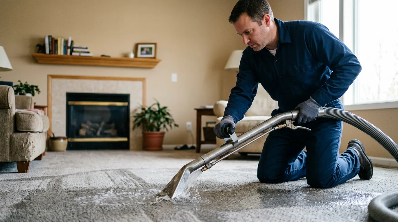 Water damage restoration technician working near Cairo, IL